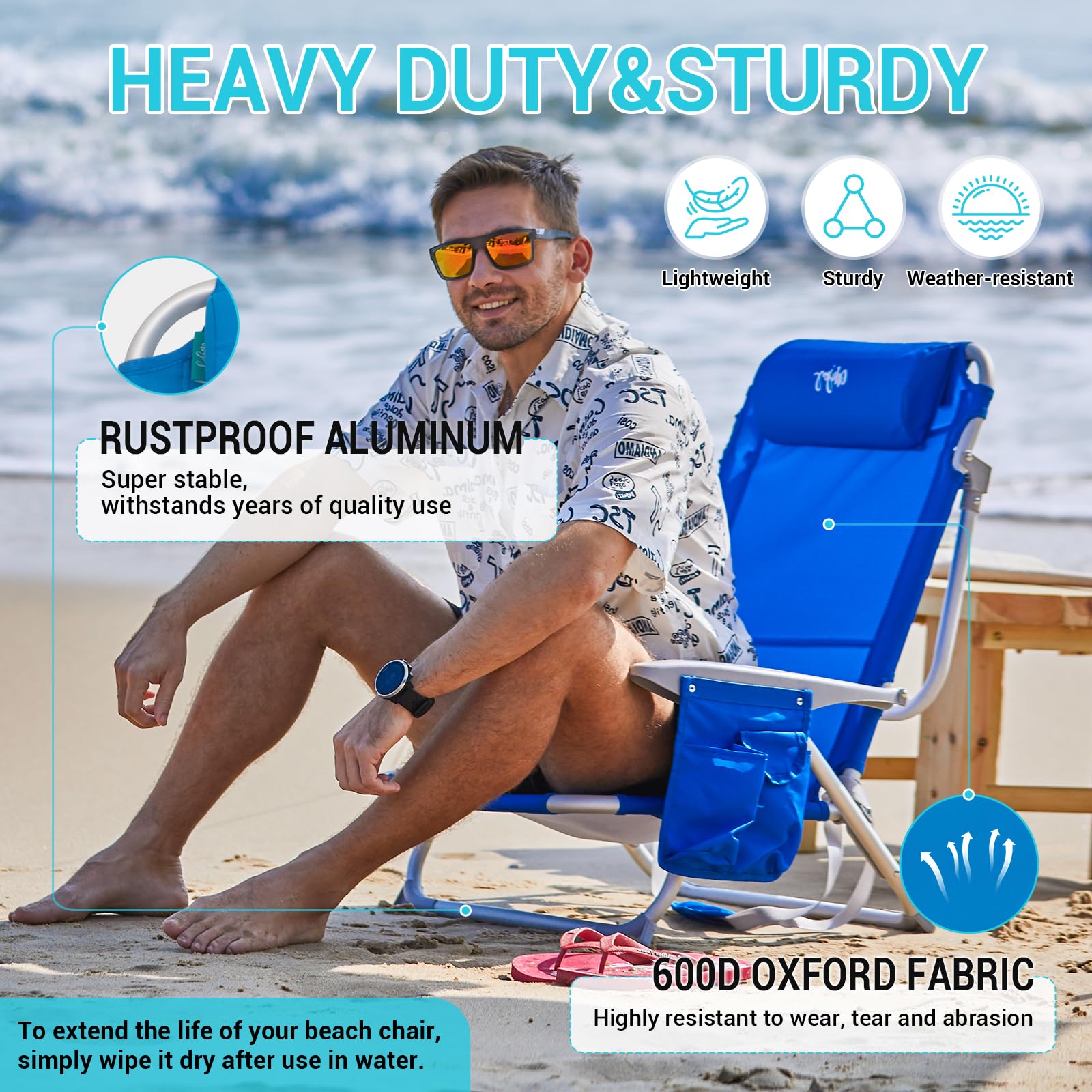 WEJOY beach chair side pocket and cupholder for essentials