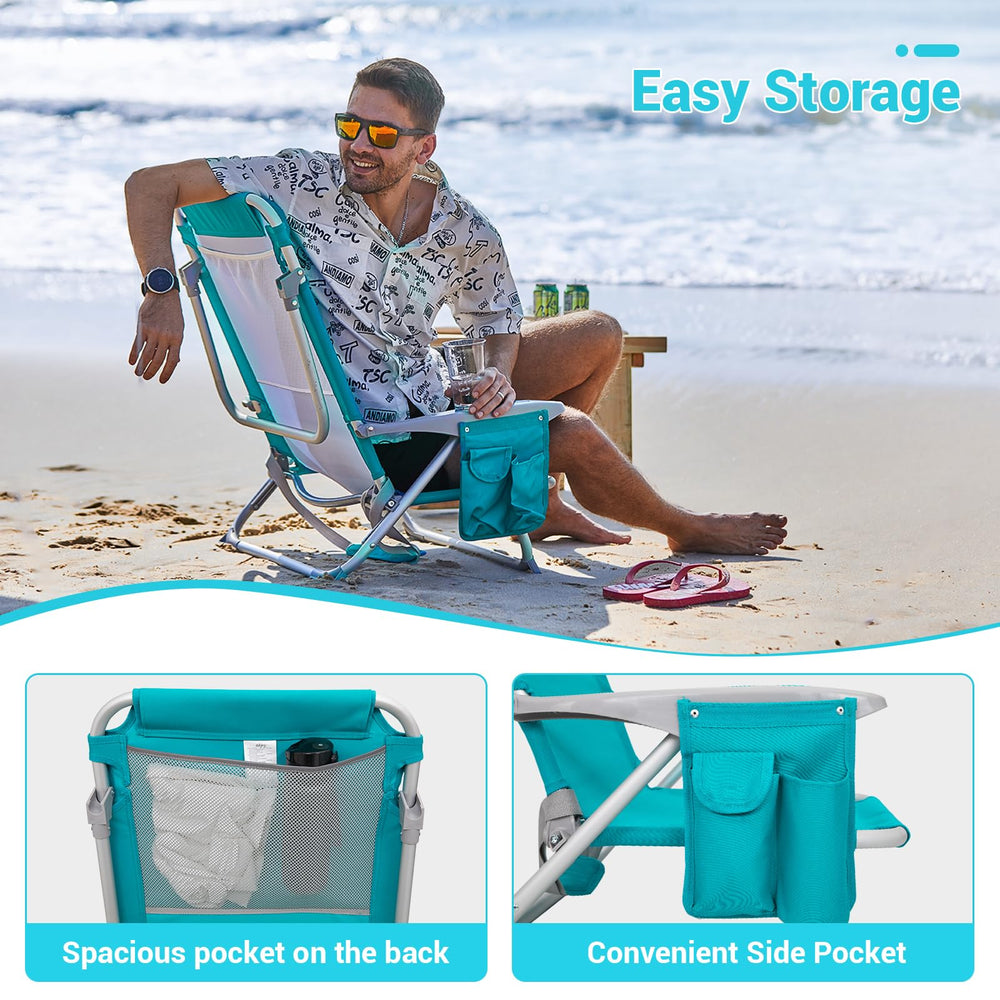 WEJOY beach chair wide armrests boost comfort during conversations on the beach.
