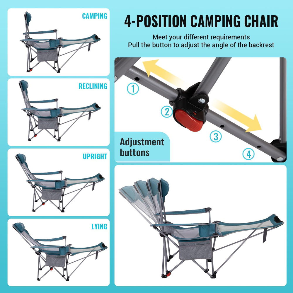 WEJOY camping chair cushioned pillow and armrests enhance comfort during long outdoor sessions