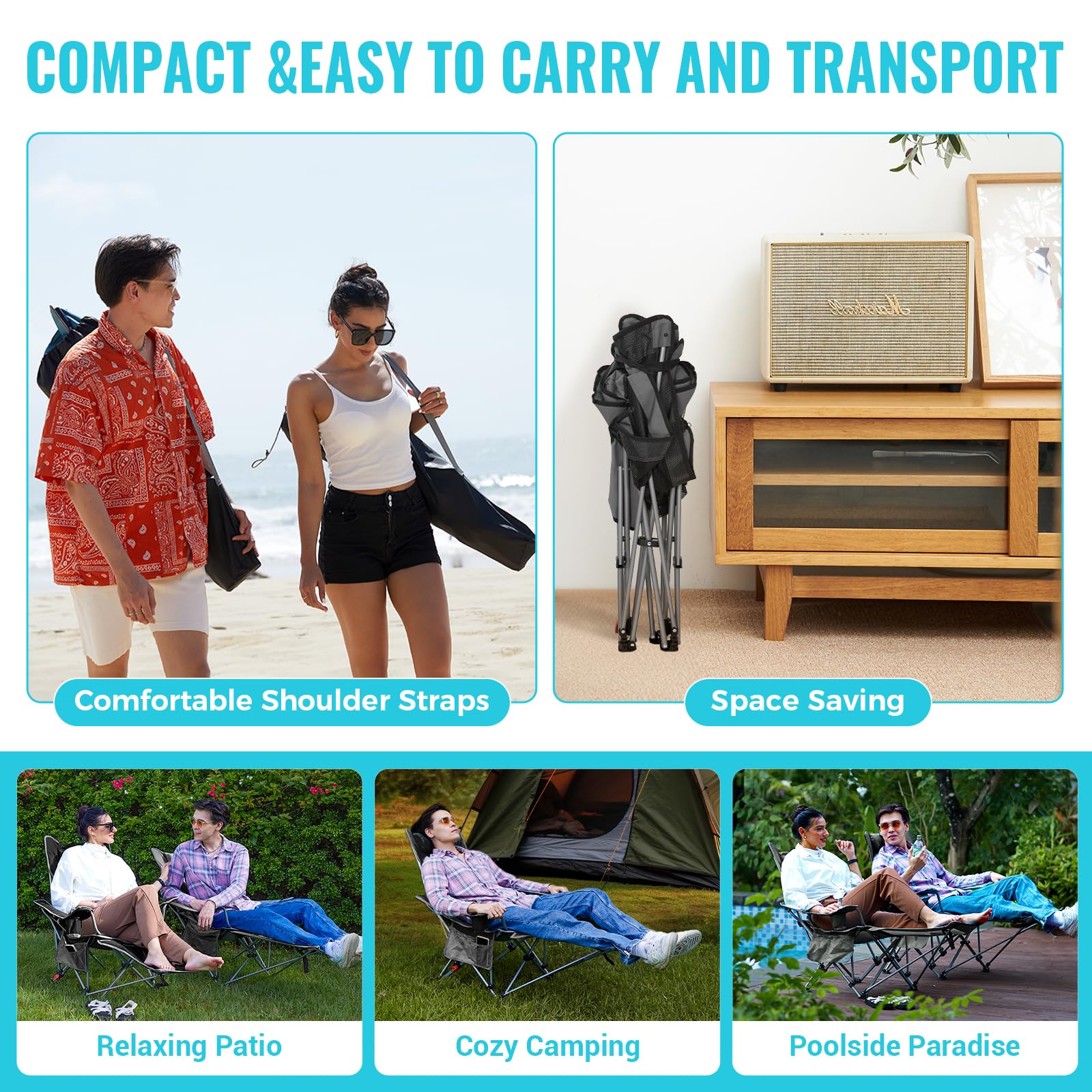 WEJOY folded chair size 18x21x90 cm fits car trunk