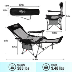 WEJOY detachable footrest camping chair facilitates full-leg relaxation during breaks