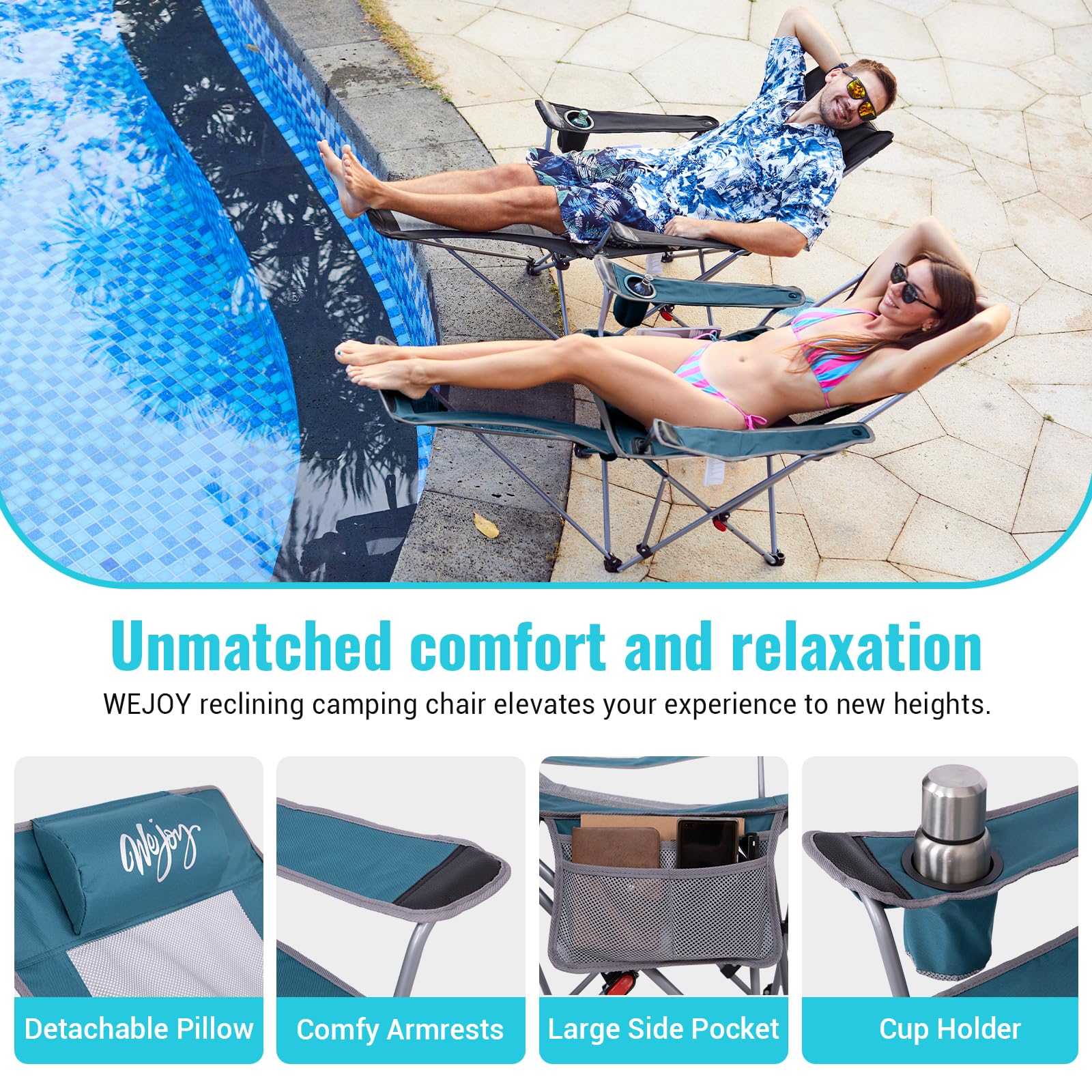 WEJOY lightweight portable design folds easily for car trips and beach days