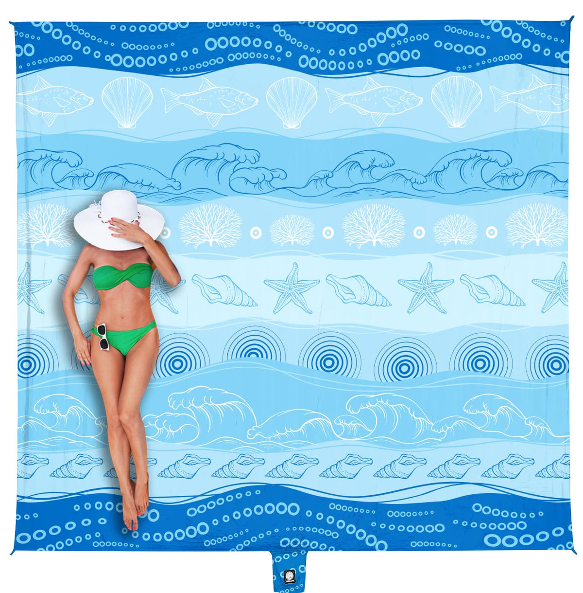 WEKAPO beach blanket 8x7ft laid out for ample family picnic space.