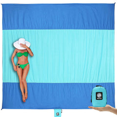 WEKAPO beach blanket blue 9x7 setup for family day on the sand
