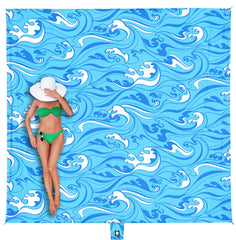 WEKAPO beach blanket folded for portable use and quick setup.