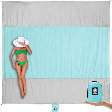 WEKAPO Beach Blanket grey fully spread for a spacious sand-free lounging area