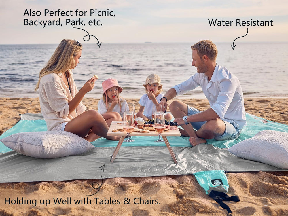 WEKAPO Beach Blanket grey sand-proof fabric shakes clean after play
