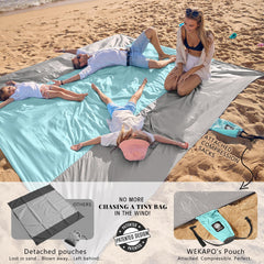 WEKAPO Beach Blanket grey with stakes and pouch for secure anchoring