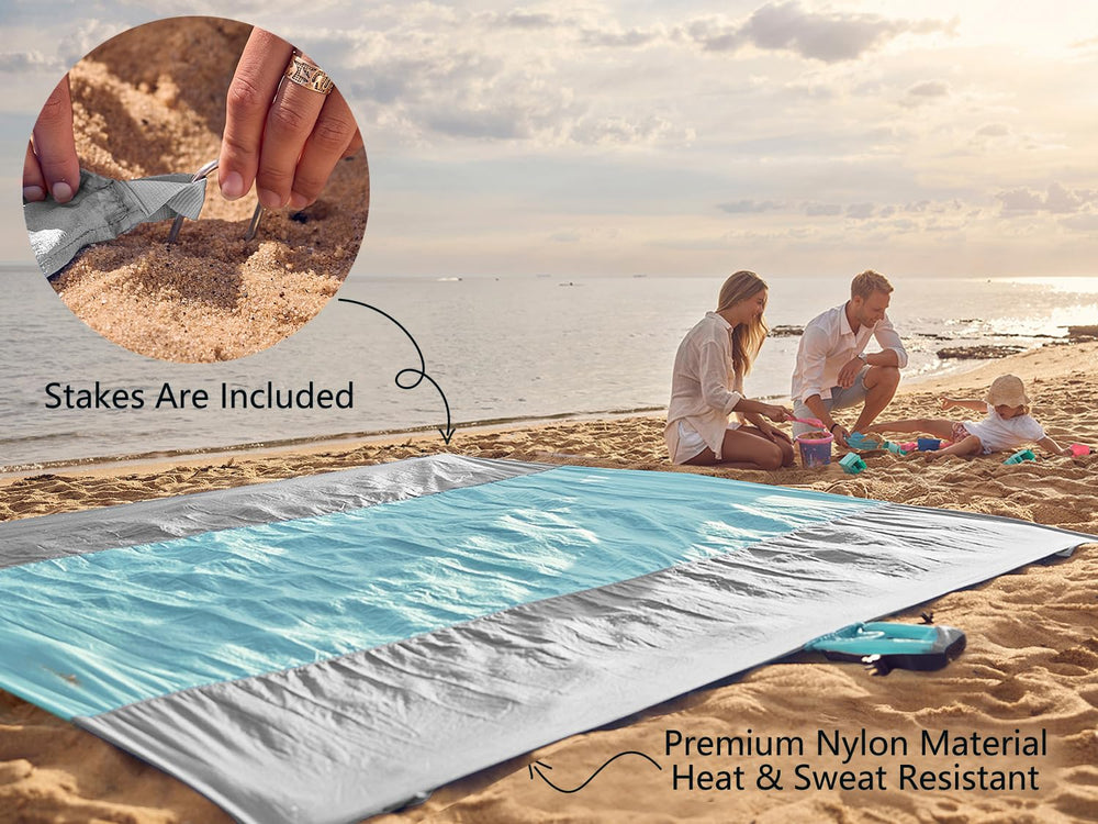 WEKAPO Beach Blanket grey triple-stitched construction for durability