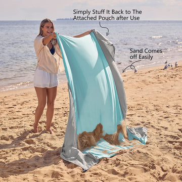 WEKAPO Beach Blanket grey water beading helps surface dry after splashes