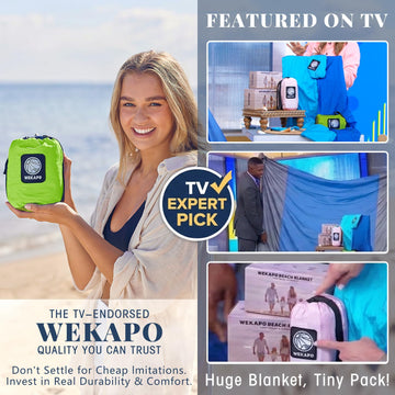 WEKAPO blanket shakes off sand quickly for quick beach reloads.
