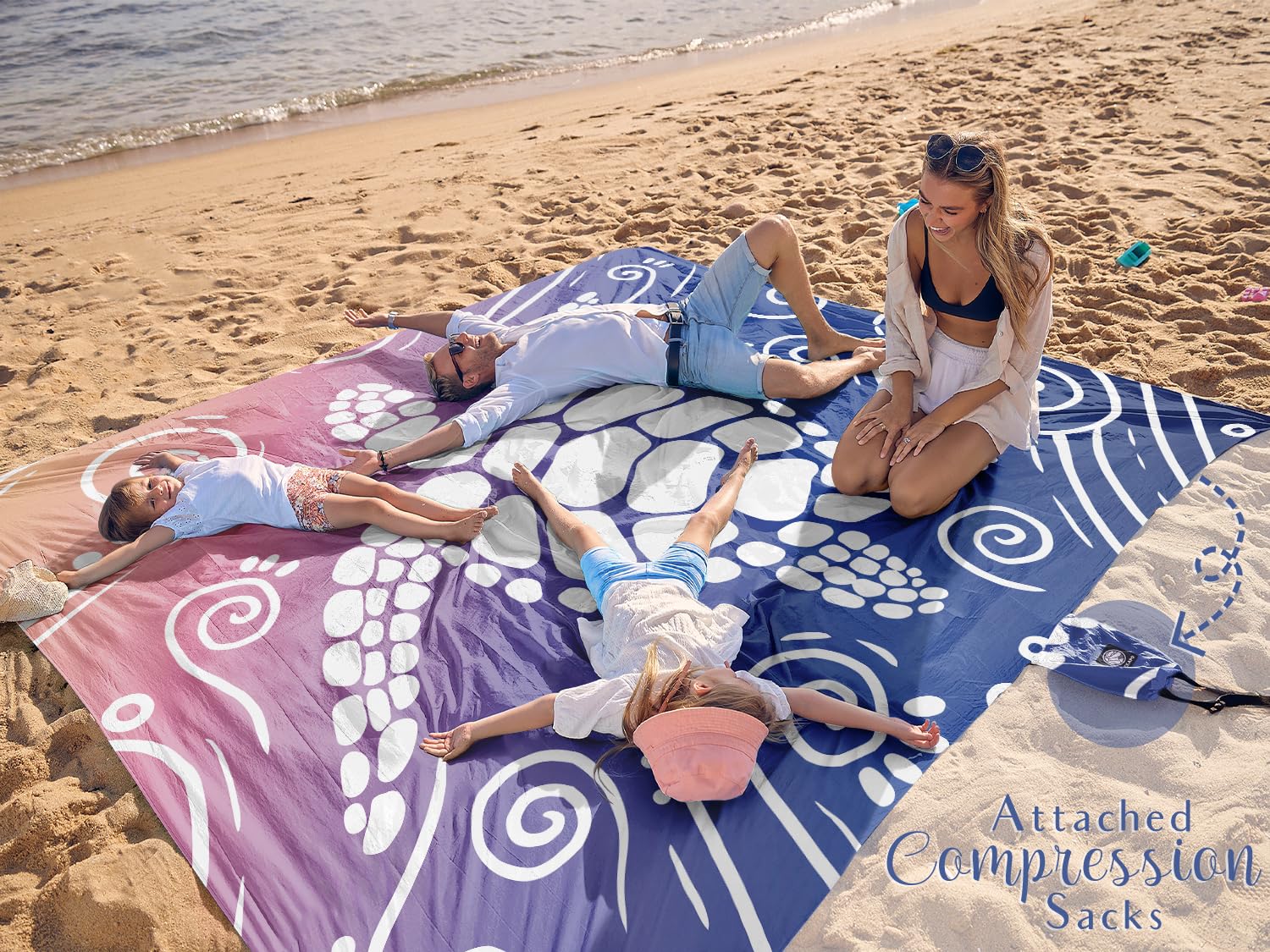 WEKAPO Beach Blanket sandproof fabric keeps sand out for quick cleanup
