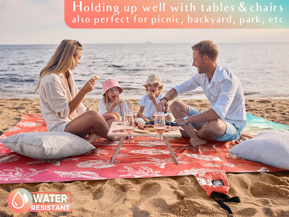 WEKAPO sandproof fabric repels sand for quick cleanup.