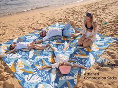 WEKAPO beach blanket stake pouch highlights built-in anchoring for windy beaches