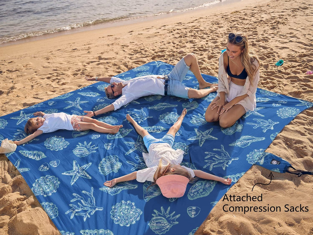 WEKAPO Beach Blanket stakes and anchors secure the mat on breezy beaches.