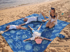 WEKAPO Beach Blanket stakes and anchors secure the mat on breezy beaches.