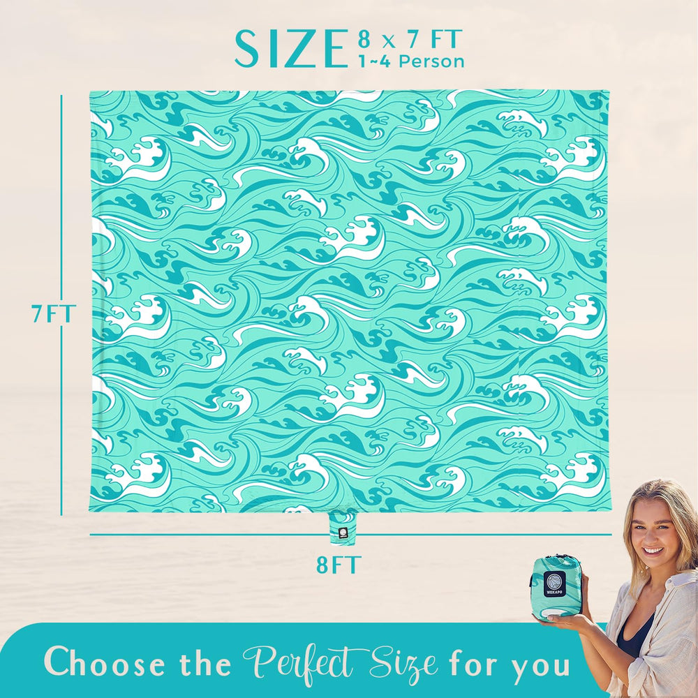 WEKAPO beach blanket storage bag shows convenient carry and organization.