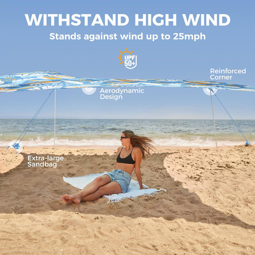 WEKAPO beach tent adjustable-poles height option 7'8" for extra headroom