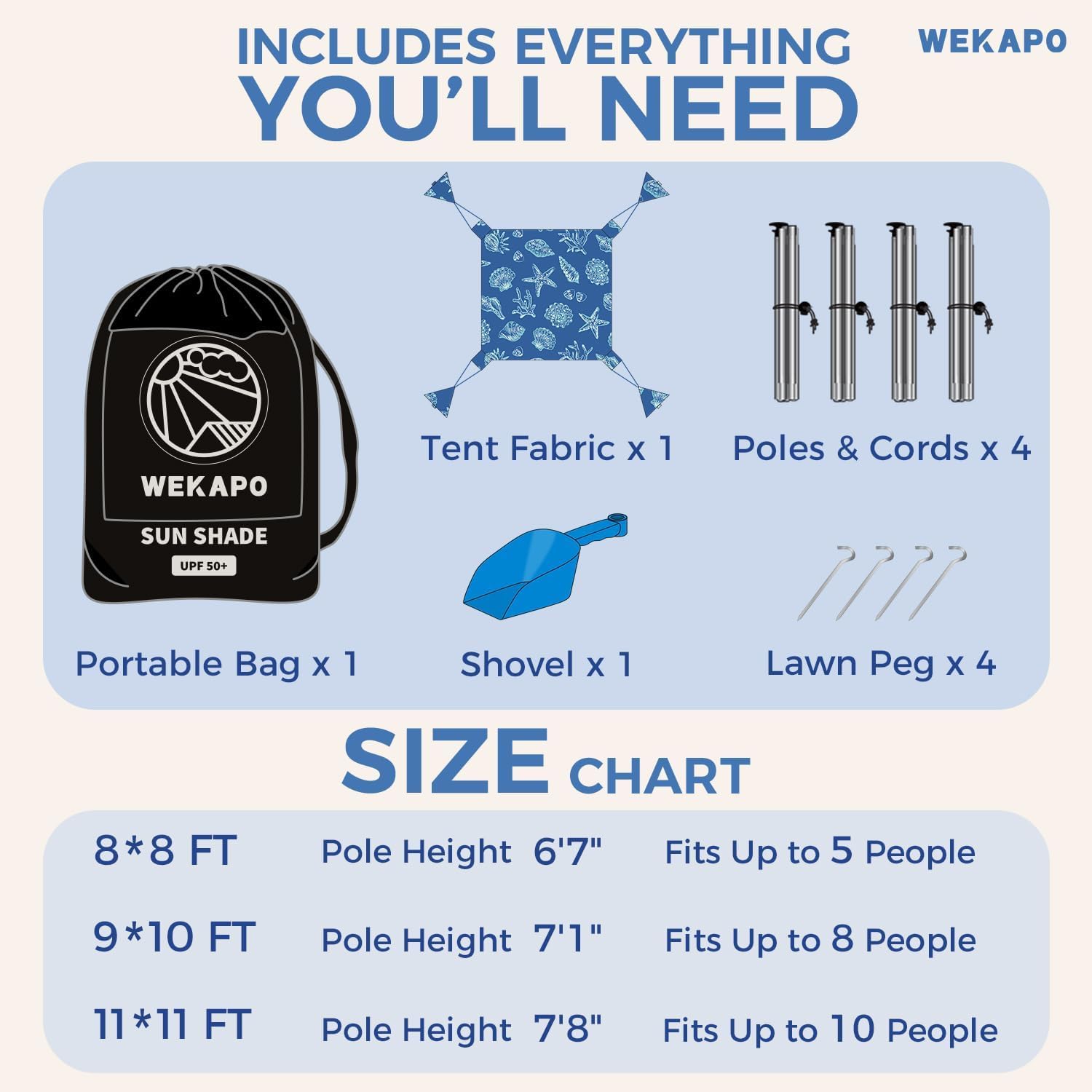 WEKAPO premium fabric keeps shade dry during light rain.