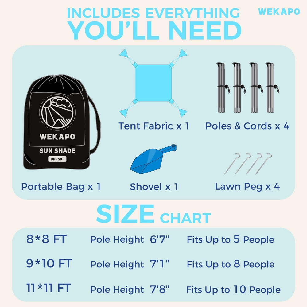 WEKAPO beach tent sandbags add stability on sandy surfaces