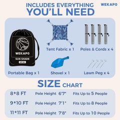WEKAPO Beach Tent strong aluminum 23mm poles provide sturdy height options.