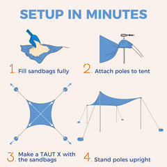 WEKAPO beach tent UPF50 fabric blocks glare at the beach