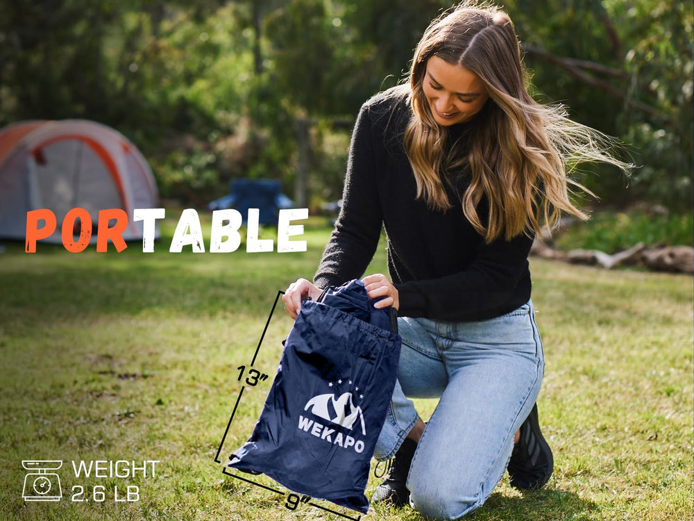 WEKAPO inflatable couch air lounger camping setup offering quick comfort after hikes.
