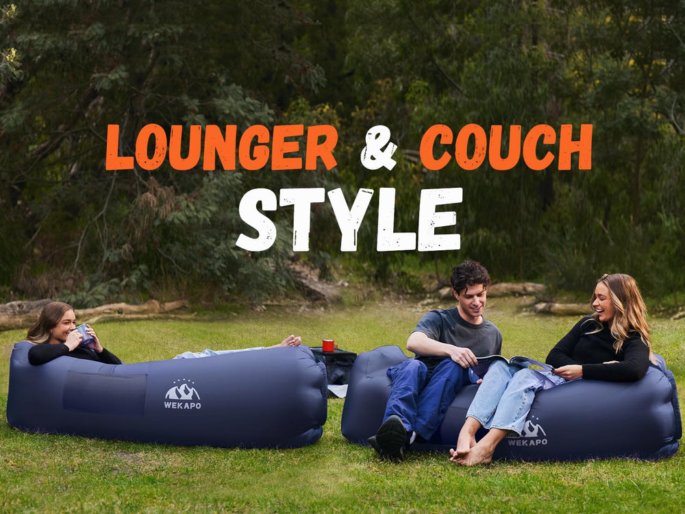 WEKAPO air lounger at a festival scene supports comfortable social lounging.