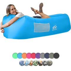 WEKAPO inflatable lounger air sofa, ready for quick outdoor lounging at the beach or backyard.