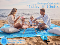 WEKAPO beach blanket beads water and dries quickly for comfort.