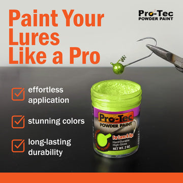 Welch ProTec green powder paint on a lure blade for visibility