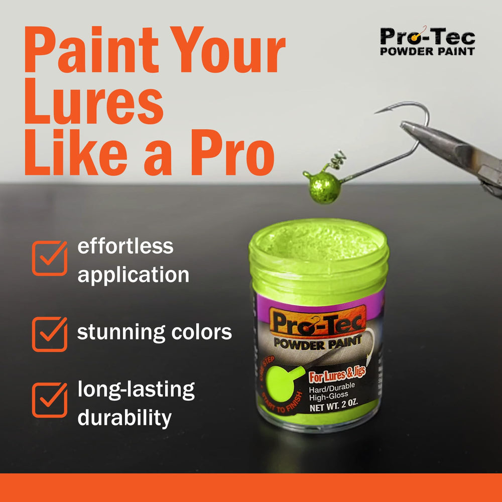 Welch ProTec green powder paint on a lure blade for visibility