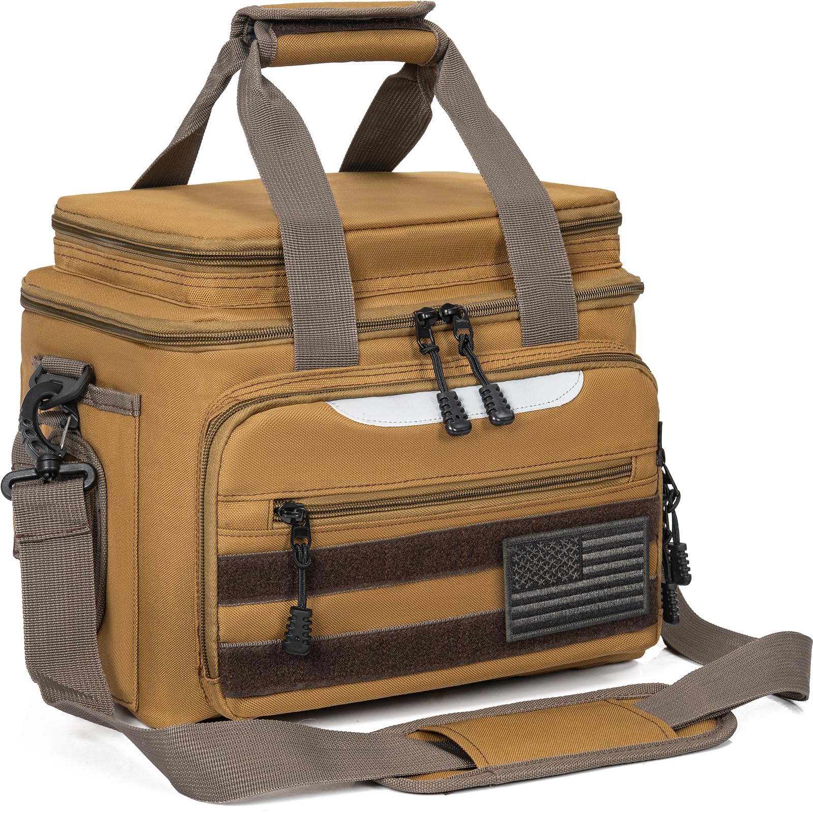 Front view of WELIDAY fishing tackle bag in khaki