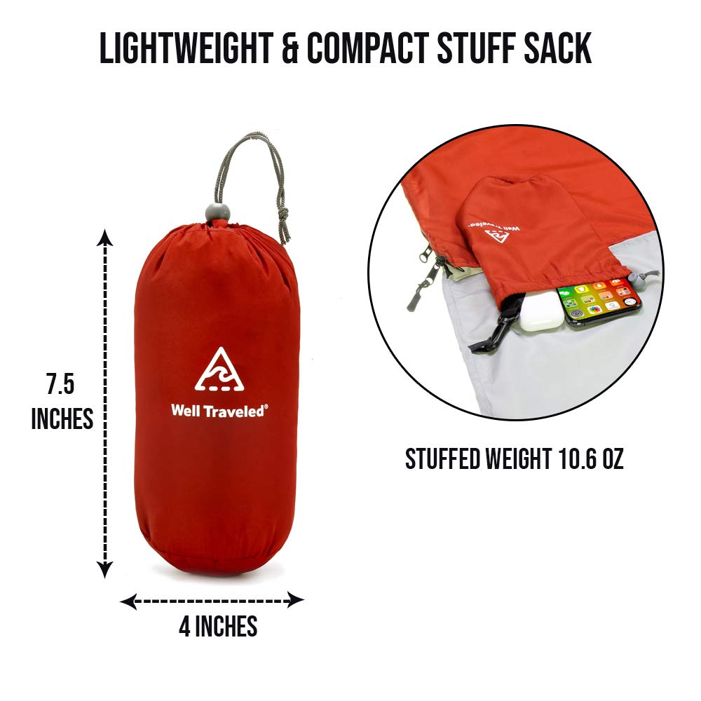 Well Traveled Sleeping Bag Liner is machine washable for quick refresh after trips.