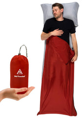 Well Traveled Sleeping Bag Liner with silky fabric for a comfortable night outdoors.