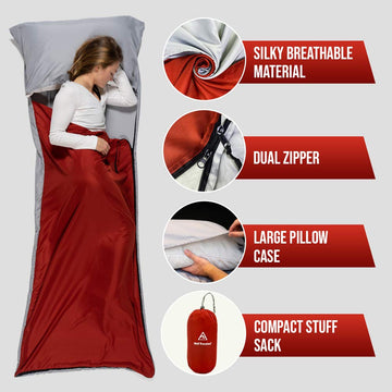 Well Traveled Sleeping Bag Liner ultralight and compact for easy packing.