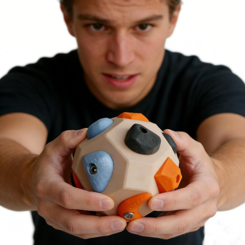 WEMONAKAIK handmade stone ball for on-the-go finger strength training.