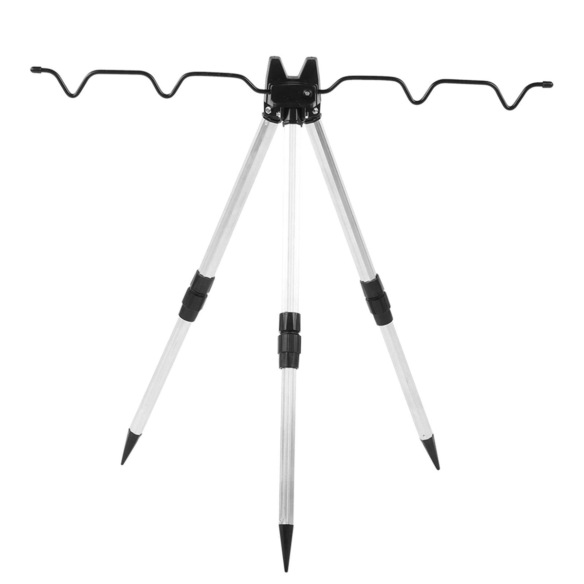 Wene fishing pole tripod bracket assembled for stable multi-rod support