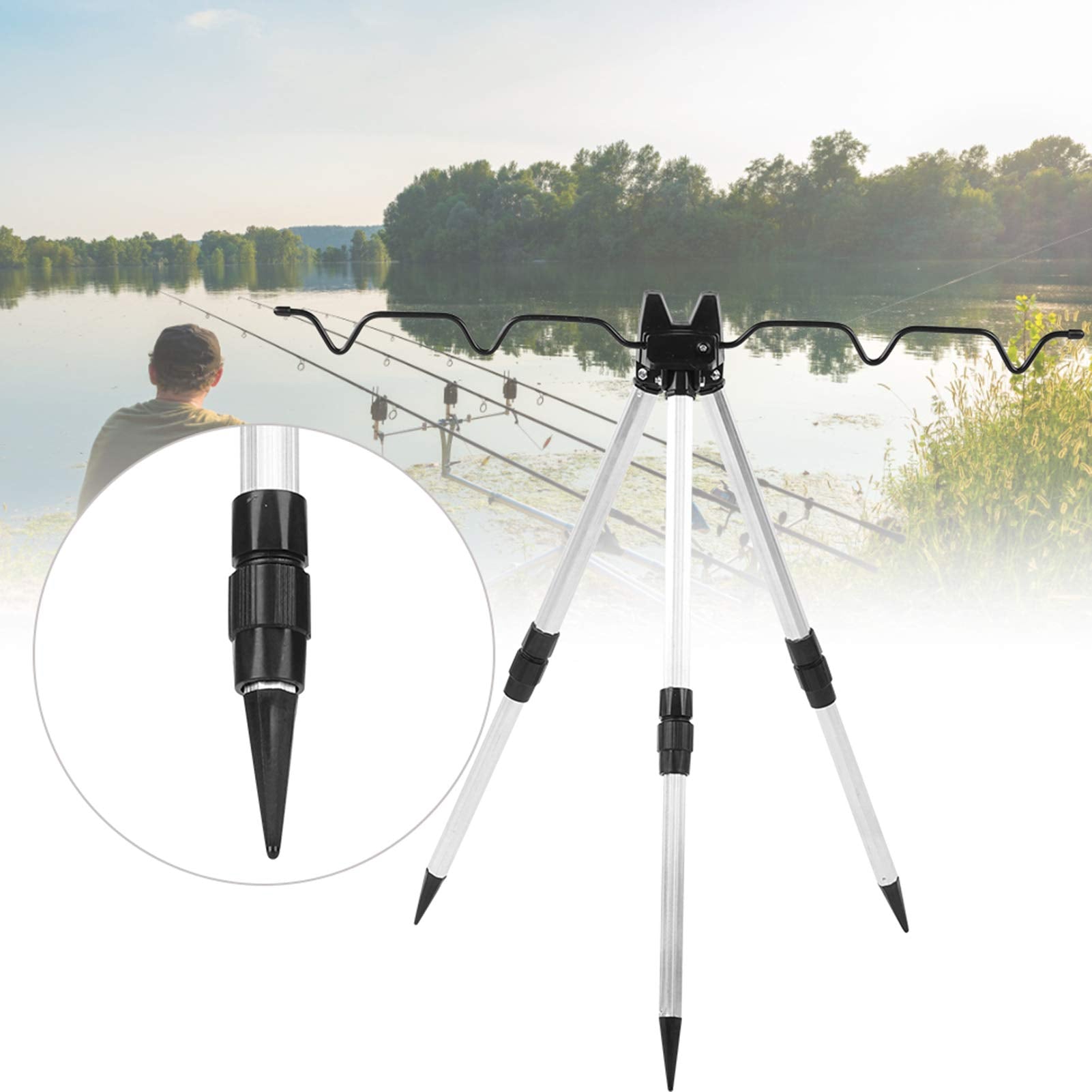 Wene fishing pole tripod bracket compact size for storage and travel