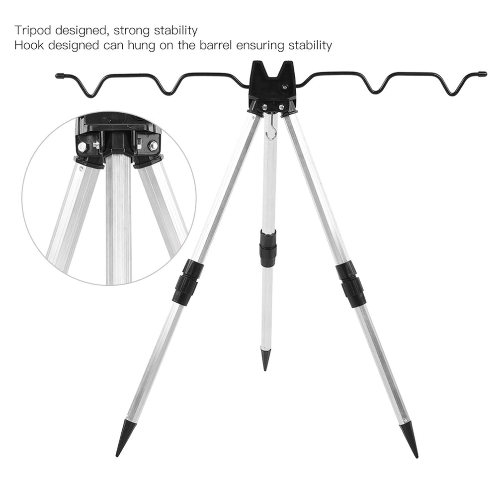 Wene fishing pole tripod bracket hook design adds stability on barrel