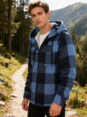 Wentttuo plaid zip hoodie chest pockets for secure small-item storage