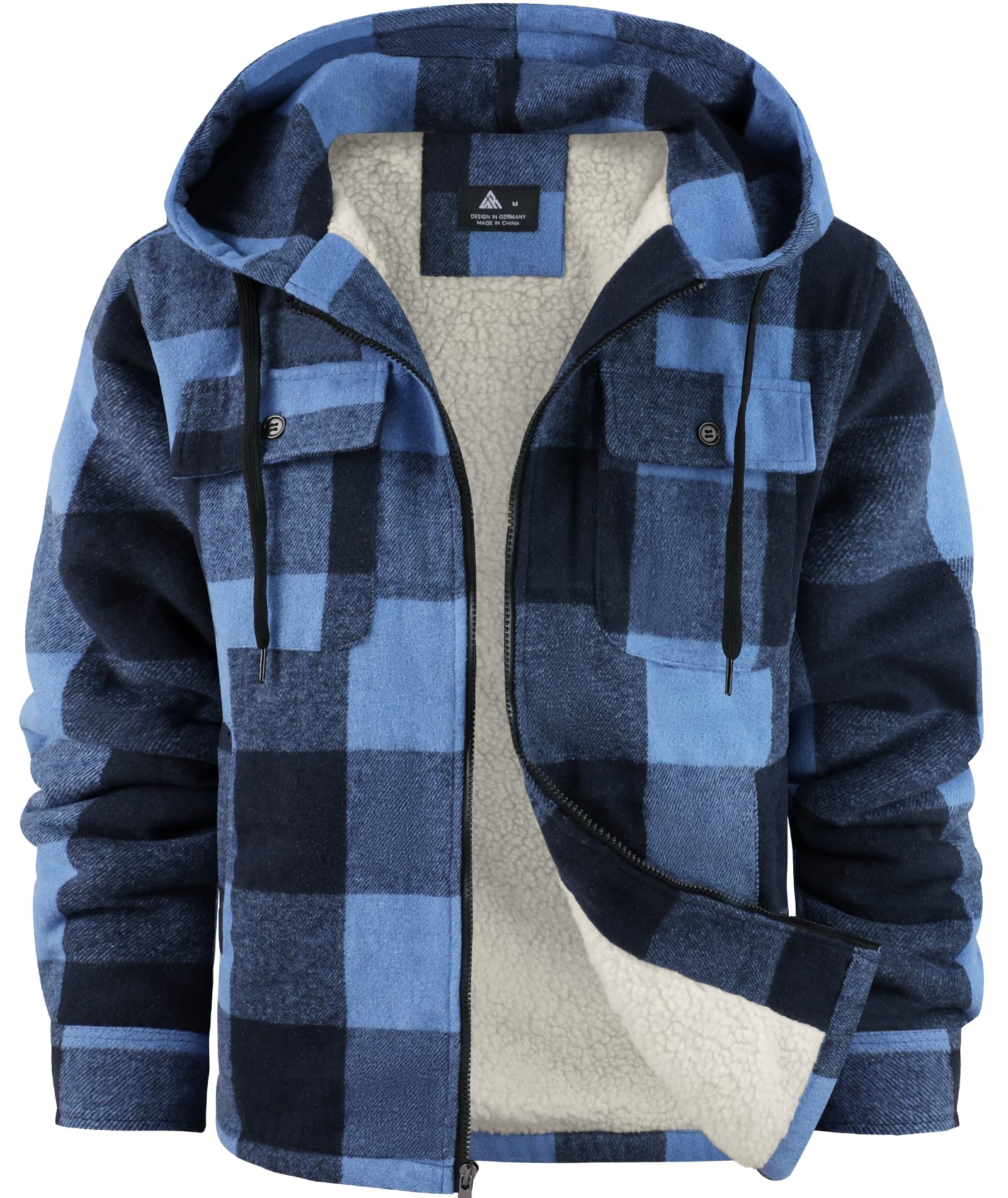 Wentttuo mens flannel hoodie plaid jacket front view for everyday warmth