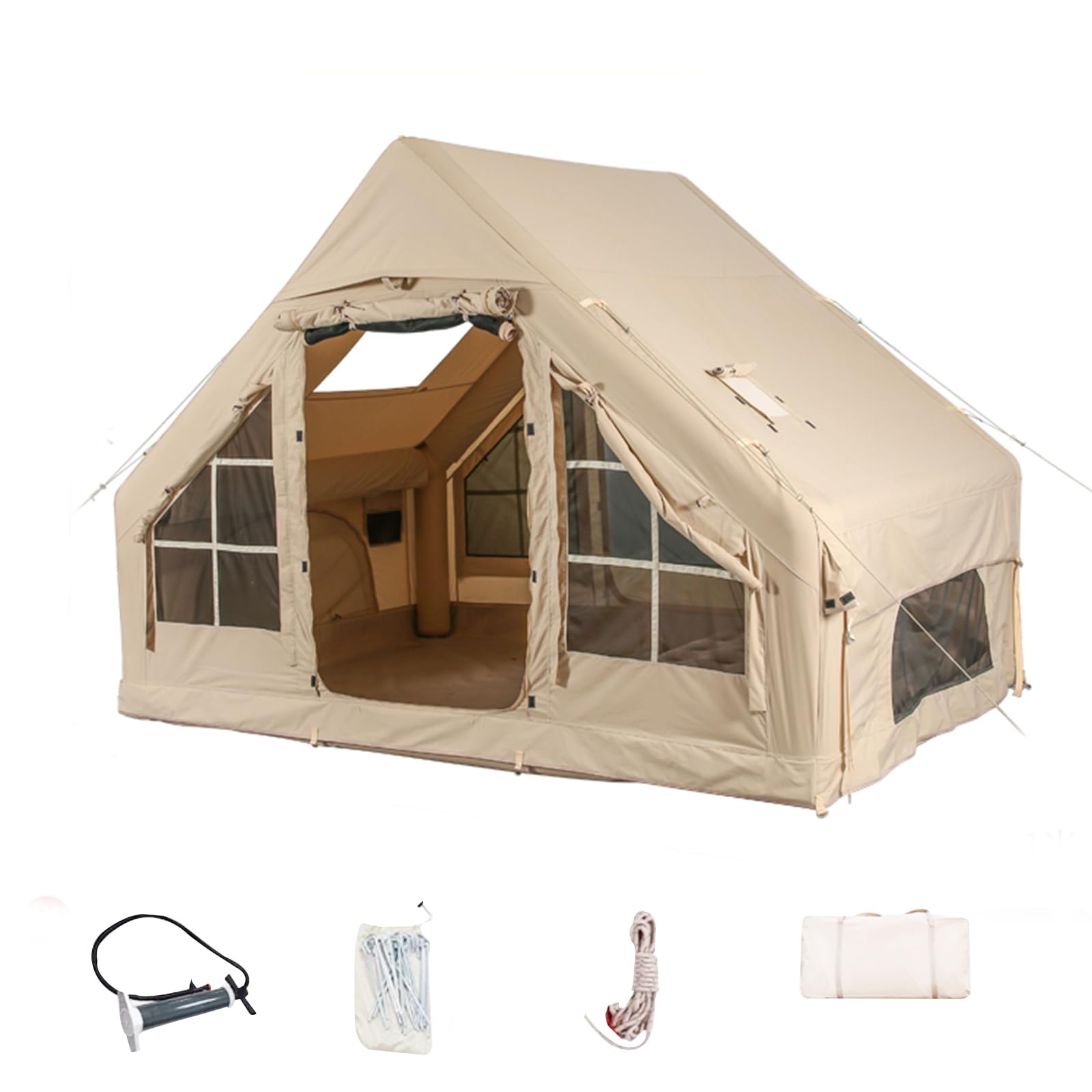 WENZEFZZB inflatable tent hand pump setup for quick shelter assembly.
