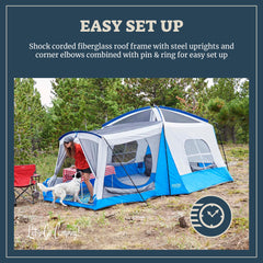 Wenzel Klondike blue screen room features versatile 60 sq ft lounge or gear area