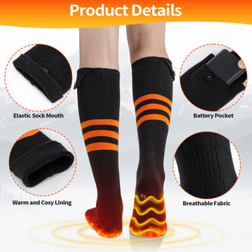 Wequsky heated-socks four-heat-levels enabling customizable warmth outdoors.