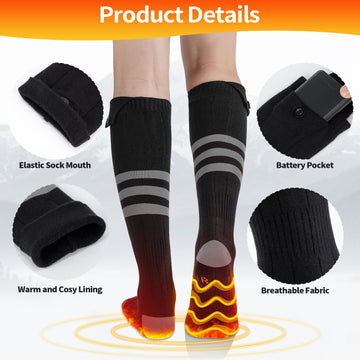 Wequsky heated socks four heating levels allow quick temperature personalization.
