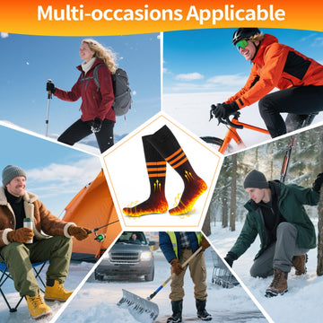 Wequsky heated-socks battery-pack and cable setup for immediate warmth.