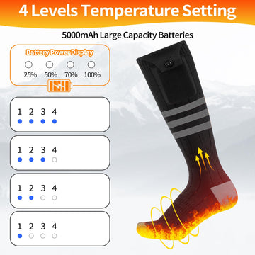 Wequsky heated socks soft ergonomic fabric offers breathable, skin-friendly comfort.