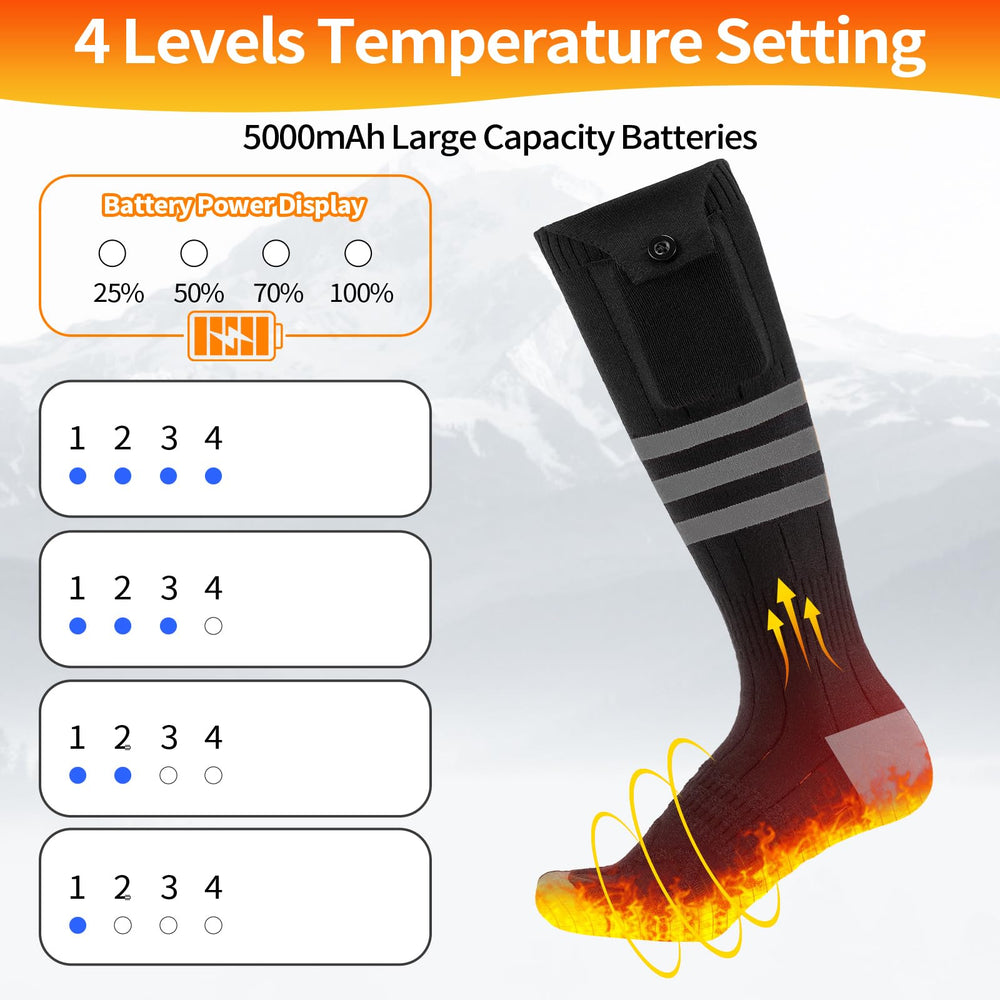 Wequsky heated socks soft ergonomic fabric offers breathable, skin-friendly comfort.