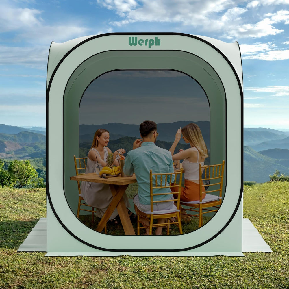 Werph Pop Up Tent 360-degree ventilation keeps air comfortable.